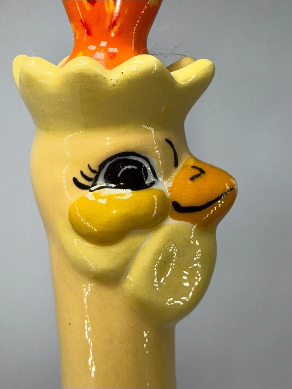 Vintage Ceramic Rooster Oil dispenser Orange and Cream